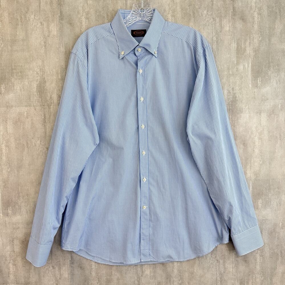 Tod's Made In Italy Shirt Men’s 42/16.5 Plaid Button Up Long Sleeve Designer
